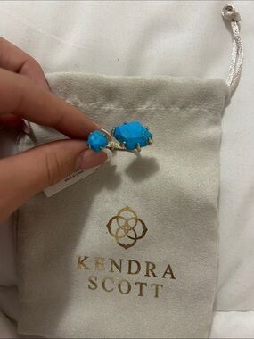 Kendra Scott Kayla Open Ring Gold Turquoise Magnesite NWT Size M/L
